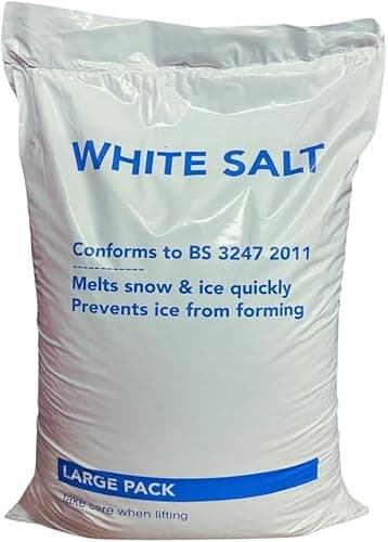 Image of Winter Shield 25KG White De-Icing Rock Salt, Premium Quality, Fast-Acting, Effective on Snow and Ice, Safe for Driveways, Pathways, Roads & More (1 Bag of 25KG) Packaging May Vary