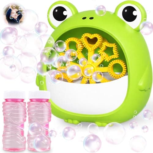 Image of Chennyfun Frog Bubble Machine for Kids, Bubble Blower with 2 Bottles of Solutions, Automatic Bubble Maker Machine Blaster, Indoor Outdoor Toy Garden Games for Baby Children Gift Party Favor