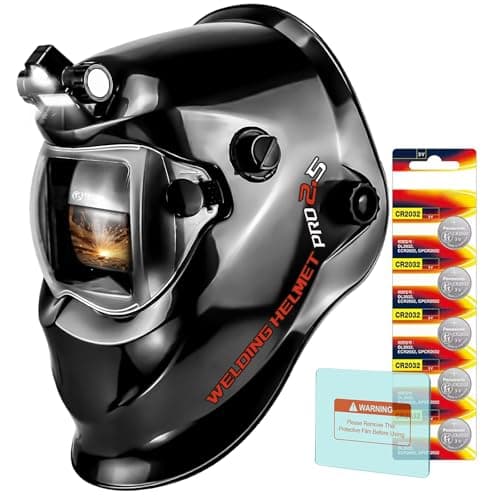 Image of TRQWH Welding Helmet with Light True Color Auto Darkening Welding Helmets for Men Solar Powered Welding Hood with 2 Arc Sensor Wide Shade 4/9-13 for TIG MIG ARC Cool Welder Mask (Bright Black)