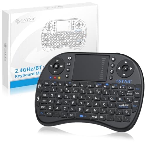 Image of eSynic Upgraded Bluetooth Mini Wireless Keyboard 2.4G XBMC Touchpad Mouse Combo Multi-media Portable Handheld Keyboard for Phone Google XBOX TV HTPC IPTV Raspberry PS5 British Layout-Black