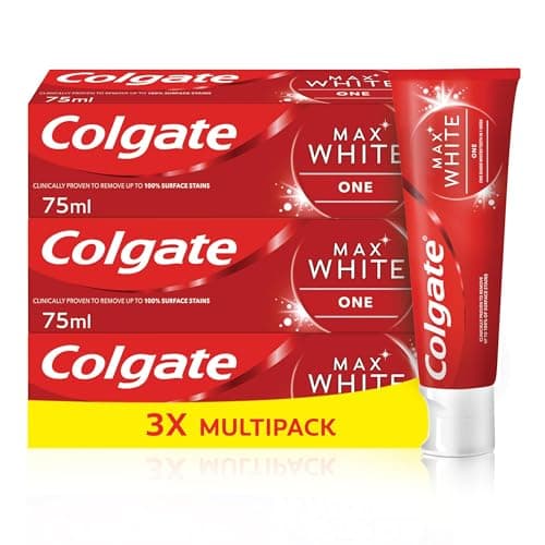 Image of Colgate Max White One Toothpaste 3 X 75ml - Teeth Whitening Toothpaste - Clinically Proven Formula - Removes up to 100% of Surface Stains - Contains Whitening Accelerators - 1 Shade Whiter in 1 Week