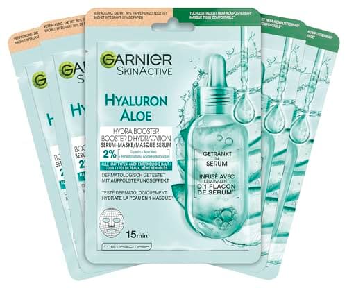 Image of Garnier Hydra Bomb Hydra Bomb Face Mask for All Skin Types, Cooling & Moisturizing, with Hyaluronic Acid & Aloe Vera, Hydra Bomb, 5 x 28g