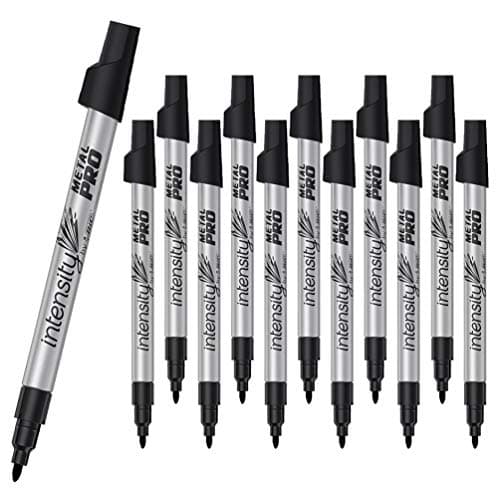 Image of 12 x BIC Intensity Metal PRO Permanent Marker, Fine Tip, Bullet Point Pens For Wood, Glass, Plastic & Metal [BLACK] (OEM Packed - Non-Retail Packaging)