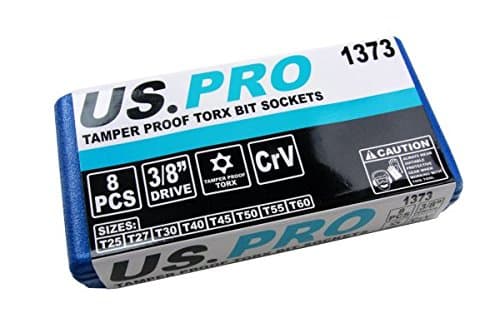 Image of US PRO 8pc 3/8''dr Star Bit Socket Set, Long Torx Tamper, Security Set T25 - T60 1373
