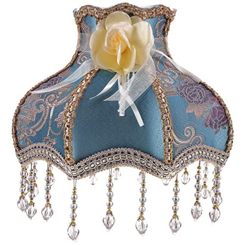 Image of OSALADI Victorian Lamp Shade with Beads Scallop Dome Lamp Shade European Wall Pendant Ceiling Light Cover Vintage Chandelier Shade for Home Bedroom