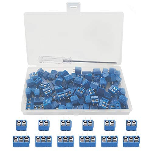 Image of YIXISI 100 PCS Universal PCB Board Kit, 5mm Pitch 2-Pin & 3-Pin PCB Mount Screw Terminal Block Connector for Arduino (80 × 2-Pin, 20 × 3-Pin)