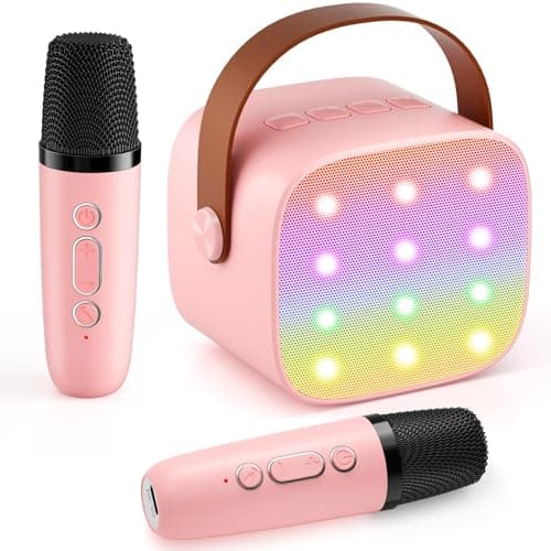 Image of Mini Karaoke Machine with 2 Wireless Microphones, 2025 TOP Kids Portable Bluetooth Karaoke Machine for 3, 4, 5, 6, 7, 8, 9,10,11,12+Year Old, Christmas Birthday Gifts for Girls Boys Adults Home Party