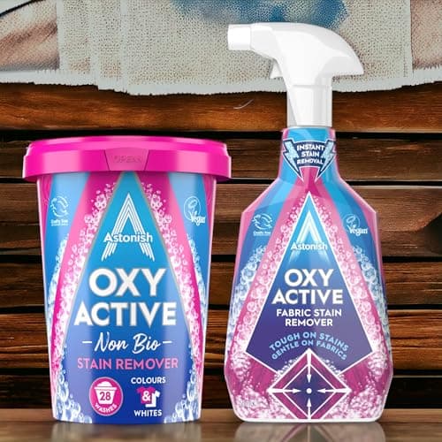 Image of Astonish Oxy Active Stain Remover Bundle - Spray (750ml) & Powder (625g) for Clothes