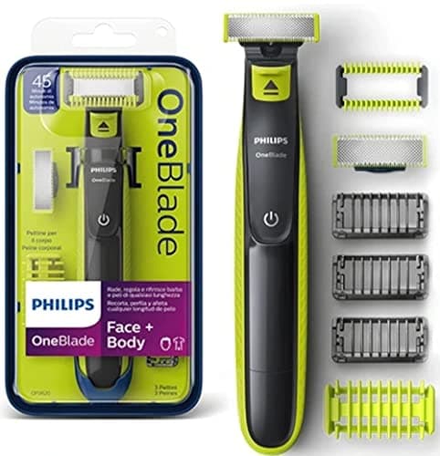 Image of Philips OneBlade Face + Body, Trimming, Styling, Shaving, for Any Hair Length, 1 x Blade for Face and Body, 4 Attachments (Model QP2620/20)