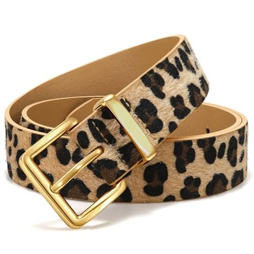 Image of WERFORU Women Suede Belt for Jeans Dresses Fashion Elegant Ladies Suede Leather Belt with Gold Buckle