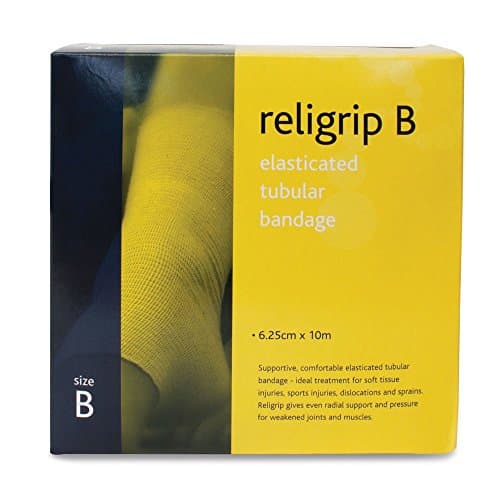 Image of Reliance Medical Religrip Elasticated Tubular Bandage - Supportive and Comfortable, Ideal for Soft Tissue Injuries, Dislocations, and Sprains, 10 m, Size B, White