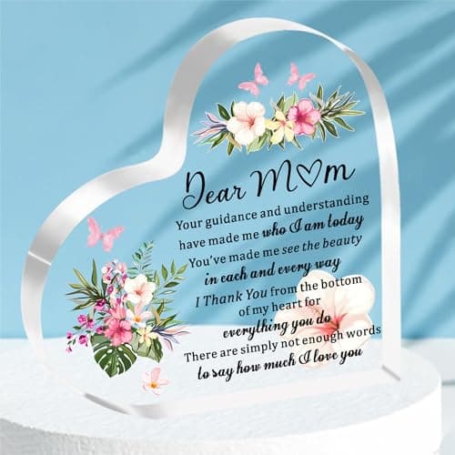 Image of HULALA Mum Gifts Acrylic Heart Plaque For Mum Mummy Mother Mothers Day Birthday Christmas From Daughter Son