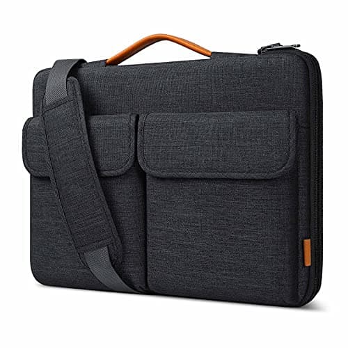 Image of Inateck 360° Protection 13.3 inch Laptop Shoulder Bag Sleeve Compatible with 13 inch MacBook Air/Pro M5/M4/M3/M2/M1 2026-2012, 14 inch MacBook Pro/Max M5/M4/M3/M2/M1 2026-2021, Black Grey