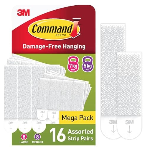 Image of Command Picture Hanging Strips, Value Pack - 8 Pairs of Medium (16 Strips), 8 Pairs of Large (16 Strips) - For Pictures, Frames, Mirrors, Wall décor - Damage Free Hanging