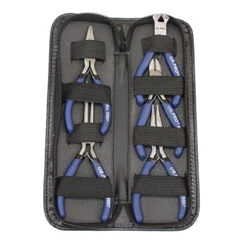 Image of US PRO Tools 5 Piece Mini Soft Grip plier and Cutter Set in Zip Case 5887