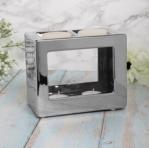 Image of Lesser & Pavey Desire Aroma Silver Cube TWN Wax/Oil Warmer For Women & Men | Lovely Designed Wax Melt Burner | Oil & Wax Burner For all Types of Homes or Offices