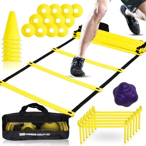 Image of 22YardsPro ND Sports Football Speed & Agility Training Kit – Complete Training Equipment Set with Agility Ladder, 6x Hurdles, 6x Traffic Cones, 20x Disc Markers & Durable Carry Bag