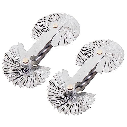 Image of ChgImposs 2PCS Metric & Imperial & US Screw Gauge SAE Whitworth 55 Degree & Metric 60 Degree & & US 60 Degree Thread Pitch Gauge for Industrial Measurement