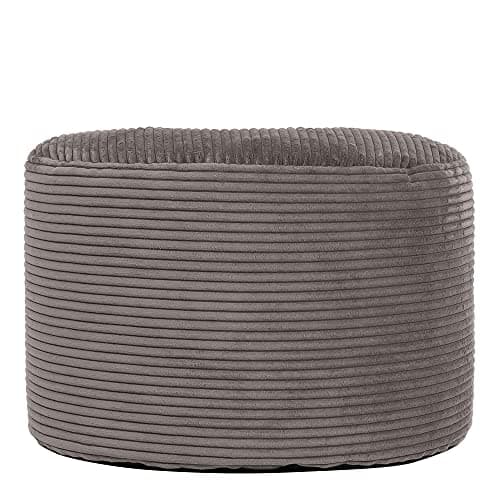 Image of icon Milano Cord Bean Bag Pouffe, Charcoal Grey, Large Pouffe Footstool with Filling Included, Footrest, Bedroom, Living Room, Living Room Furniture