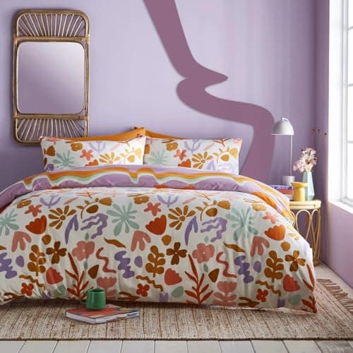 Image of furn. Amelie Duvet Cover Set – Colourful Floral Reversible Bedding (Multicolour Floral - Double)