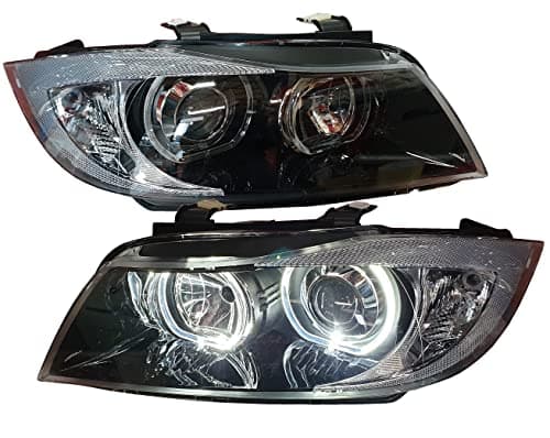 Image of Diederichs 1216785 RHD LHD Right Left Driver Passenger Side OS NS RH LH Headlight Headlamp Pair Angel Eyes Clear Black