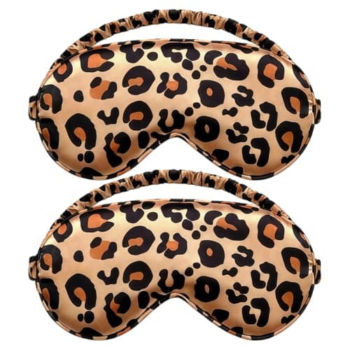 Image of XNHIU 2pcs Leopard Print Eye Mask Soft Sleeping Blindfold Eye Cover Animal Sleep Masks Blackout Eye Mask for Travel Work Office