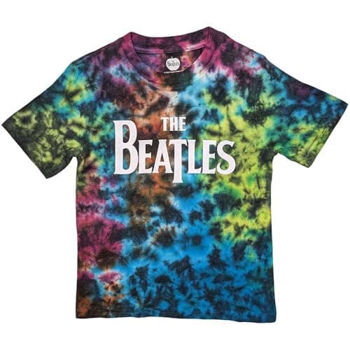 Image of The Beatles Kids T Shirt Drop T Band Logo New Official Dye Wash Grey, Grey, Small (5/6 Yrs)