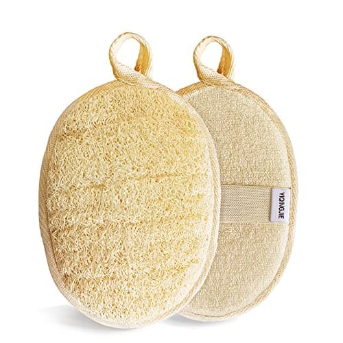 Image of Natural Loofah Sponge Exfoliating Body Scrubber (2 Pack),Made with Eco-Friendly and Biodegradable Shower Luffa Sponge, Loofah for Women and Men, Beige…