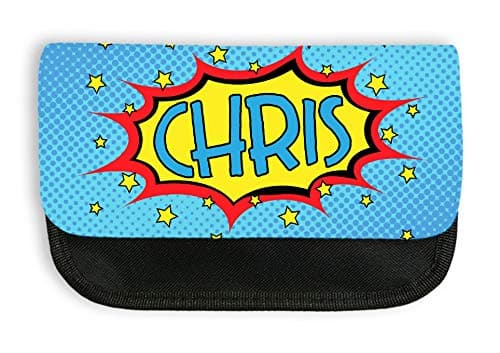 Image of Shopagift Personalised Superhero Beauty Cosmetics Make-Up Bag with Zip 21cm x 14cm