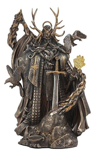 Image of Gifts & Decor Ebros Mystic Arthurian Legend Wizard Merlin with Excalibur Sword Statue Magic Fire Prophet Powerful Sorcerer of King Arthur Figurine