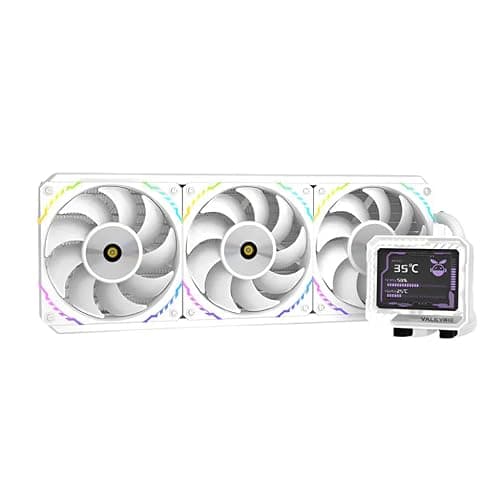Image of Valkyrie V360 360mm AIO CPU Liquid Cooler – 3.5" LCD Screen 60Hz – 3×120mm ARGB PWM Fans – 300W TDP – AMD AM5, AM4 – INTEL LGA 1851, 1700, 1200/1151 Compatible – Sync Ready | White