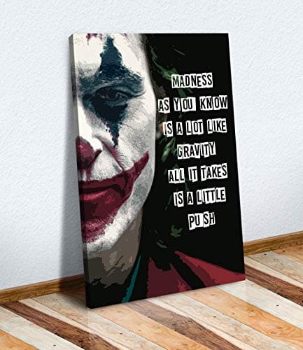Image of THE JOKER MOVIE CANVAS WALL ART PRINT ARTWORK MADNESS QUOTE (8in x 12in / 20cm x 30cm)