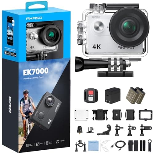 Image of AKASO EK7000 4K30FPS Action Camera - 20MP Ultra HD Underwater Camera 170 Degree Wide Angle 98FT Waterproof Camera with Accessory Kit - Silver