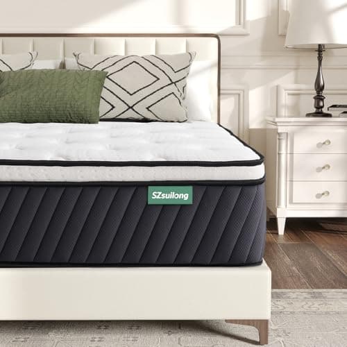 Image of SZsuilong 12 Inch Double Mattress, 4FT6 Hybrid Mattress with Cool Gel Memory Foam and Pocket Sprungs, Orthopedic Mattresses. Medium Firm, 135x190x30cm, 4f 6 by 6ft3