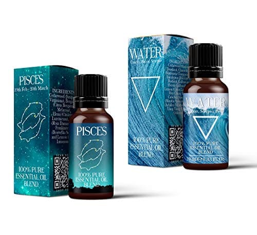 Image of Mystix London | Water Element & Pisces Zodiac Essential Oil Blend Twin Pack | 2×10 ml | 100% Pure & Natural | Aromatherapy for Intuition & Balance | Vegan, GMO Free