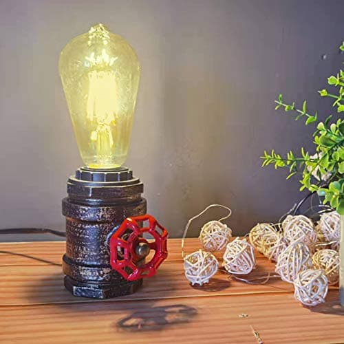 Image of Mid Century Table Lamps Base for Bedside Nightstand Desk, Gold Bronze Industrial Antique Steampunk Bedroom Light Fixture Retro for Living Room Rustic Small Vintage Lighting e27