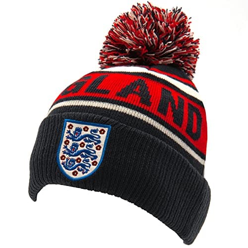 Image of England FA Bobble Beanie (One Size) (Navy Blue/White/Red)
