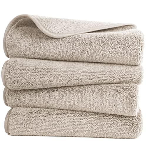 Image of POLYTE Quick Dry Lint Free Microfibre Hand Towel, 40 x 76 cm, Set of 4 (Beige)