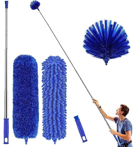 Image of Microfiber Duster, Feather Duster Cleaning Kit with Telescoping Extension Pole 30-81 Inch, Reusable Bendable Dusters, Washable Lightweight Dusters for Cleaning Cobwebs Ceilings Fans