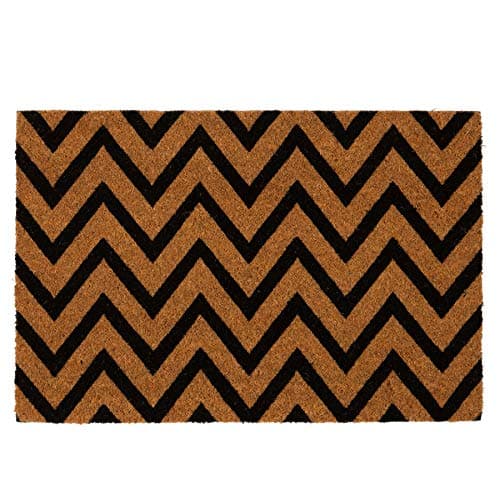 Image of Nicola Spring Coir Door Mat - 60 x 40cm - Zig Zag - Pack of 1 - Decorative Indoor Front Door Floor Mat Entry Dirt Trapper Rug Outdoor Boot Scraper Non Slip Backing Doormat