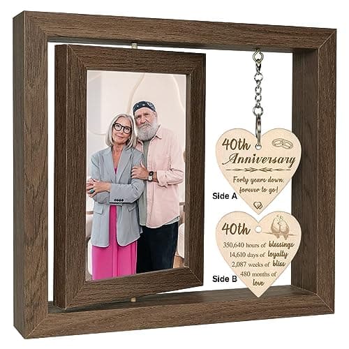 Image of 40th Wedding Anniversary Photo Frame Gifts, Ruby Anniversary Frame for Couple Parents (Dis Two 15x10 cm)