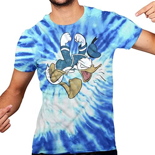 Image of Or Else Donald Duck Adult Tee Graphic T-Shirt for Men Tshirt (Royal/White Spiral Wash, Large)
