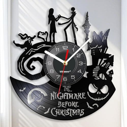Image of Viiluuxr 12 Inch Vinyl Wall Clock Silent Battery Operated Fantasy Animation Theme Kid's Clock Home Kitchen Bedroom Decor Birthday Christmas Valentine Day Creative Gift for Women Friends and Family.