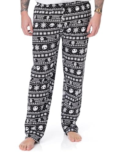Image of Disney The Nightmare Before Christmas Loungepants | Black Jack Skellington Pyjama Trousers for Adults | Soft Sleepwear Bottoms | Cosy Nightwear | Halloween Themed Apparel - X-Large