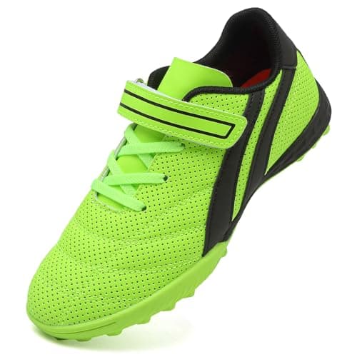 Image of VLOOKST Boys' Football Boots Kids Girls Astro Turf Trainers Non-Slip Junior Soccer Shoes Sports Shoes Outdoor Athletic Sneakers Football Shoes Unisex Green 2.5UK
