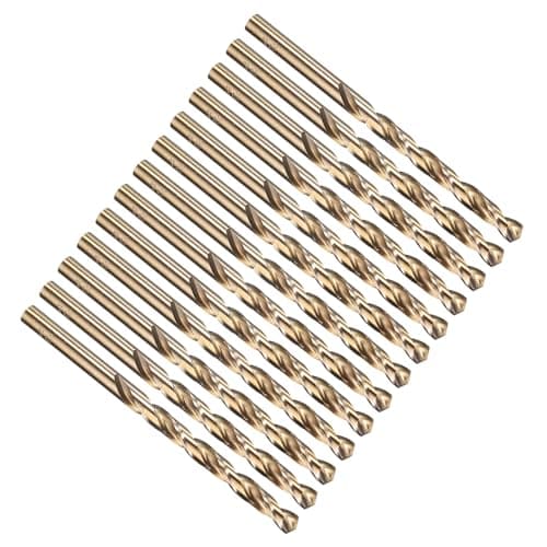 Image of PATIKIL 6.4mm Drill Bit 1/4", M35 Cobalt 5% High-Speed Steel Jobber Straight Shank 135° Gold Finish for Stainless Steel Hard Metal - 13 Pack