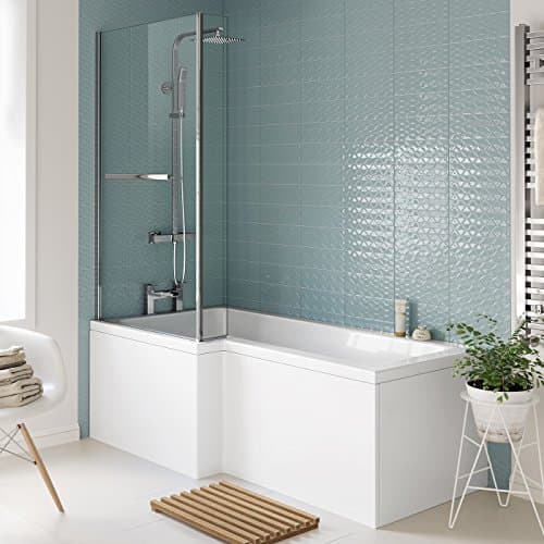 Image of 1700mm Left Hand L-Shaped Bath with Screen, Rail and Panel
