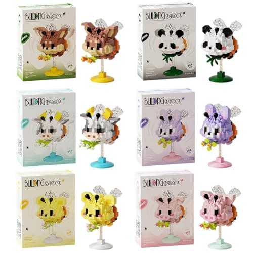 Image of Micro Building Blocks,6 Pack Animal Models Set-Cute Pets Collection: Dog Rabbit Panda Pig & Cute Cow- Mini Bricks Toys For Kids & Adults,Small & Creative Birthday Gift Idea