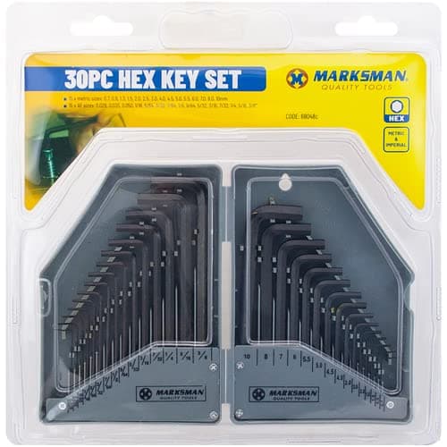 Image of BARGAINS-GALORE 30 Piece Hex Key Set - Allen Alan Allan Key, Long Kit with Hard Storage | Case Metric & Imperial, DIY Hand Tool, Long Lasting Portable Wrench | Short Long Compact, Repair Industrial