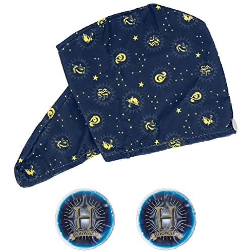 Image of Paladone Harry Potter Beauty Relax Set - Hogwarts Quick-Dry Hair Turban and Cooling Gel Eye Pads